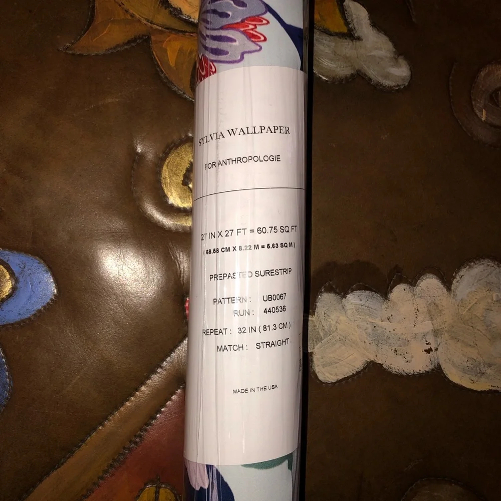 New Anthropologie Home Decor Sylvia Floral Peacock Wallpaper Wall Art Mural